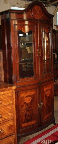 Bow fronted display cabinet inlaid